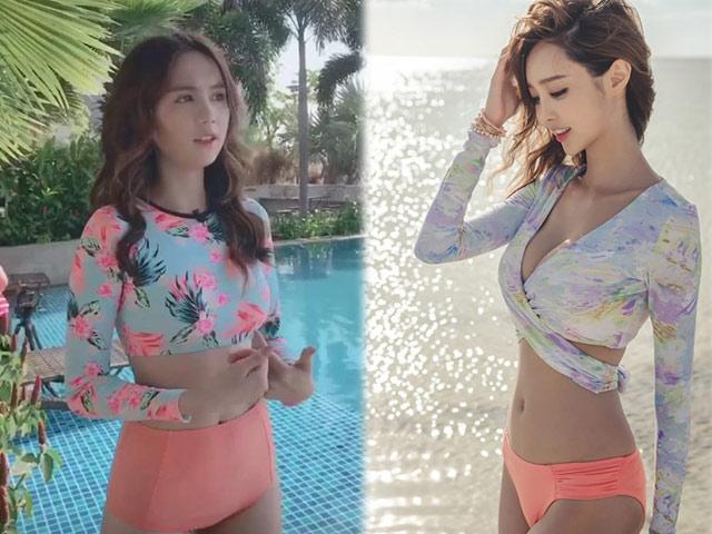 Ngọc Trinh gây bất ngờ khi... mặc áo tắm kín như bưng